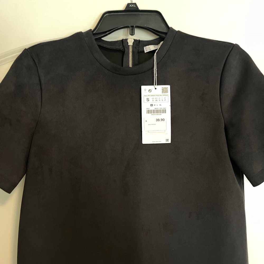 ZARA SUEDE BLACK TSHIRT DRESS